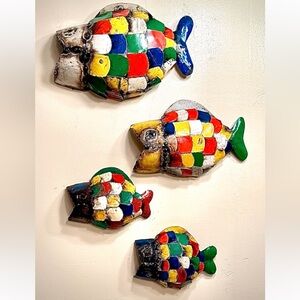 Zimbabwe Recycled Metal Fish Wall Art Set of 4 Global Heart Folk Decor